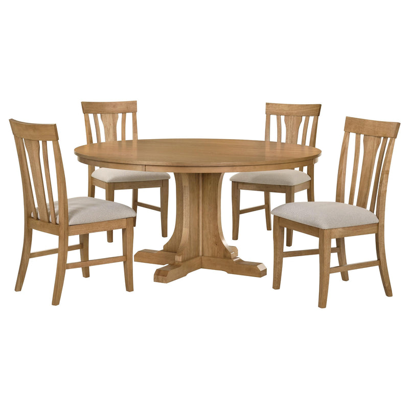 Hartville 5-piece Round Dining Table Set Natural Light Brown - 109460-S5