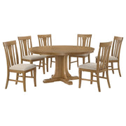 Hartville 7-piece Round Dining Table Set Natural Light Brown - 109460-S7