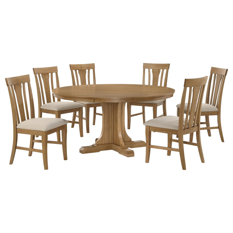 Hartville 7-piece Round Dining Table Set Natural Light Brown - 109460-S7