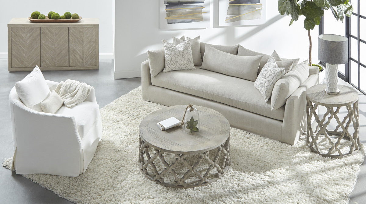 Haven 96" Lounge Slipcover Sofa in Bisque, Espresso