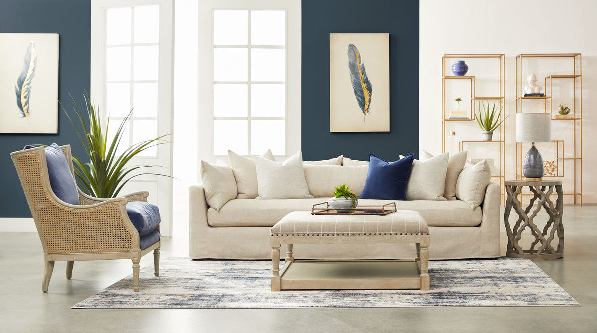 Haven 96" Lounge Slipcover Sofa in Bisque, Espresso