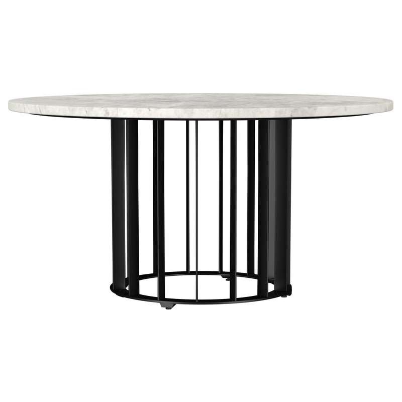 Haven Round Genuine White Marble Top Coffee Table Black - 706208