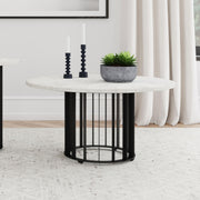 Haven Round Genuine White Marble Top Coffee Table Black - 706208