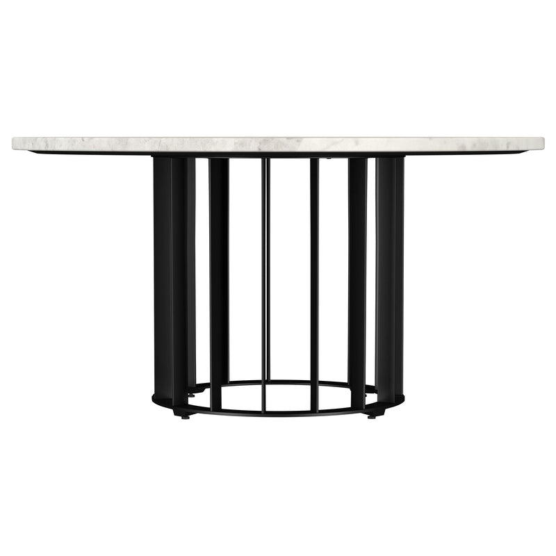 Haven Round Genuine White Marble Top Coffee Table Black - 706208