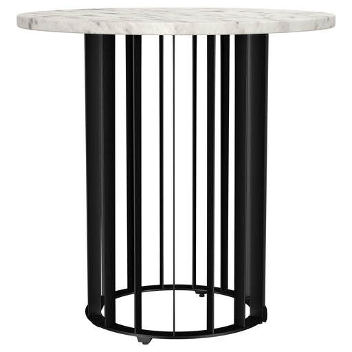 Haven Round Genuine White Marble Top End Side Table Black - 706207