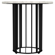 Haven Round Genuine White Marble Top End Side Table Black - 706207