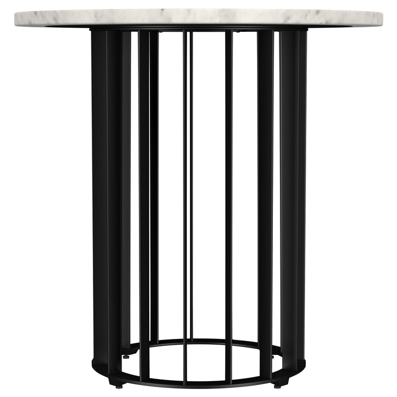Haven Round Genuine White Marble Top End Side Table Black - 706207