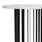 Haven Round Genuine White Marble Top End Side Table Black - 706207