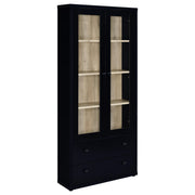 Hawthorne 4-shelf Glass Door Cabinet with Drawers Black - 953478
