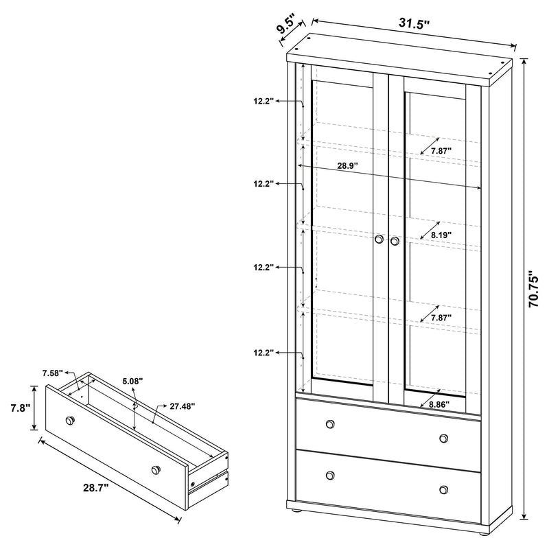 Hawthorne 4-shelf Glass Door Cabinet with Drawers Black - 953478