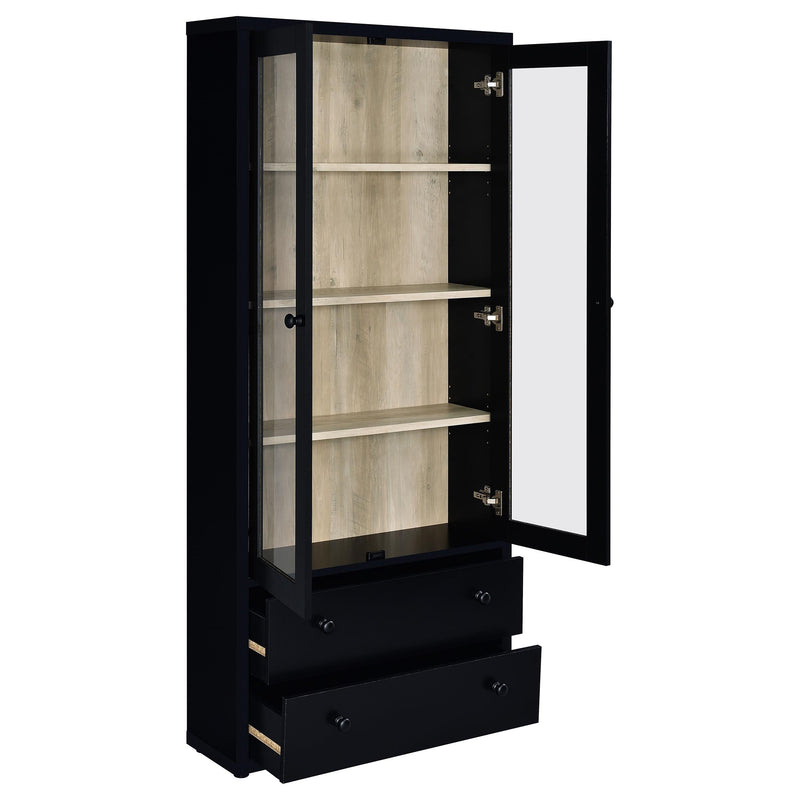 Hawthorne 4-shelf Glass Door Cabinet with Drawers Black - 953478