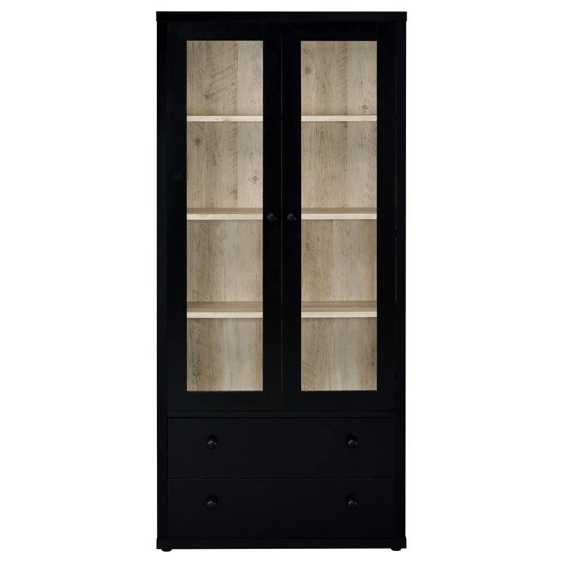 Hawthorne 4-shelf Glass Door Cabinet with Drawers Black - 953478