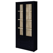 Hawthorne 4-shelf Glass Door Cabinet with Drawers Black - 953478