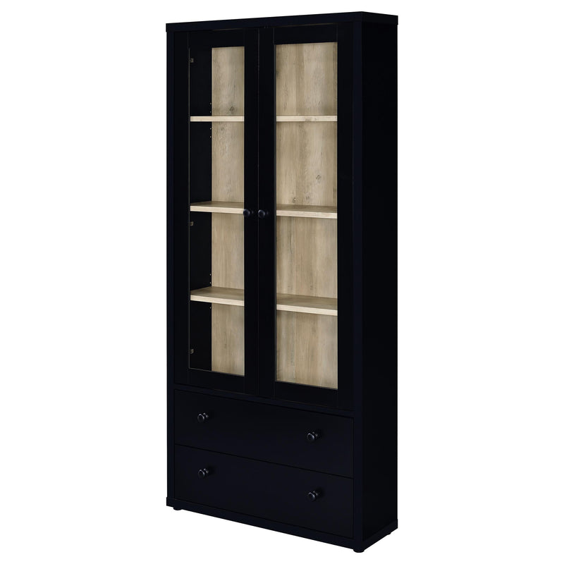 Hawthorne 4-shelf Glass Door Cabinet with Drawers Black - 953478