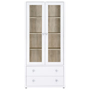 Hawthorne 4-shelf Glass Door Tall Cabinet with Drawers White - 953477