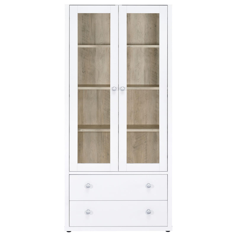 Hawthorne 4-shelf Glass Door Tall Cabinet with Drawers White - 953477