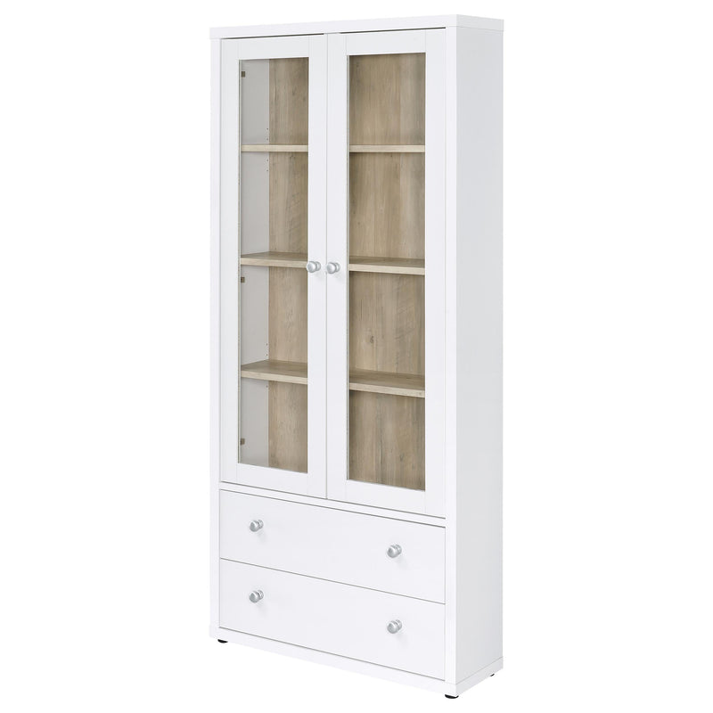 Hawthorne 4-shelf Glass Door Tall Cabinet with Drawers White - 953477