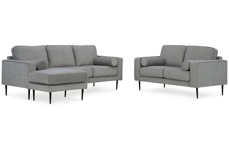 Hazela Charcoal Sofa Chaise and Loveseat - DMV FurniturePreSet