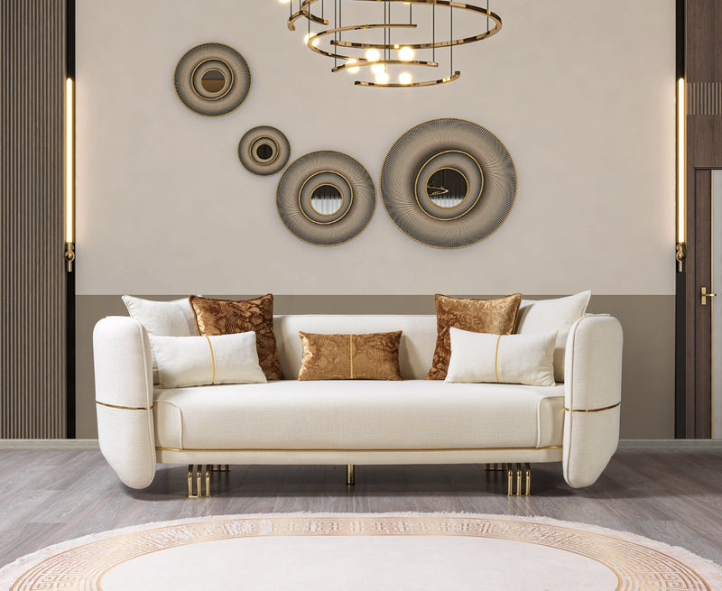 Helena Ivory Velvet Living Room Set