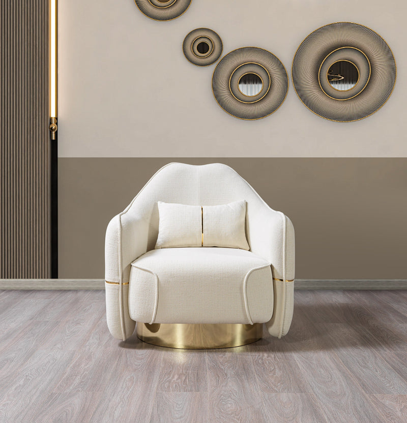 Helena Ivory Velvet Living Room Set