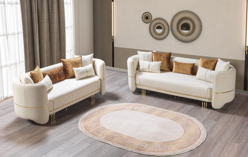 Helena Ivory Velvet Sofa & Loveseat - DMV FurnitureLiving Room Set