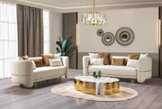 Helena Ivory Velvet Sofa & Loveseat - DMV FurnitureLiving Room Set