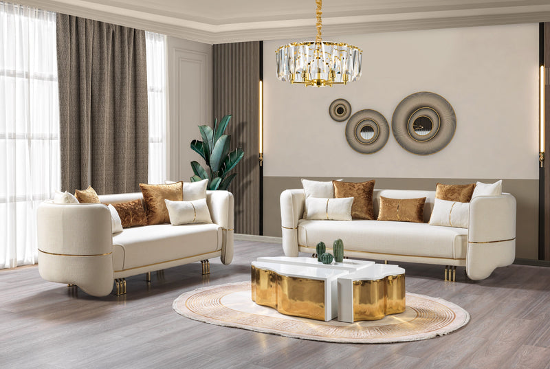 Helena Ivory Velvet Sofa & Loveseat - DMV FurnitureLiving Room Set