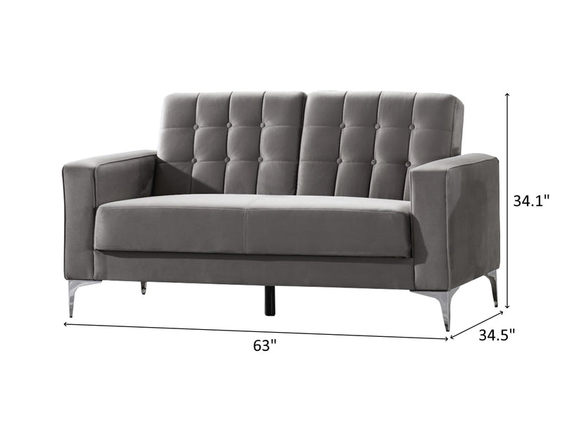 Hemera 63" Wide Tufted Convertible Loveseat - Loveseat