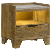 Henderson 1-drawer LED Nightstand Bedside Table Medium Oak - 222972