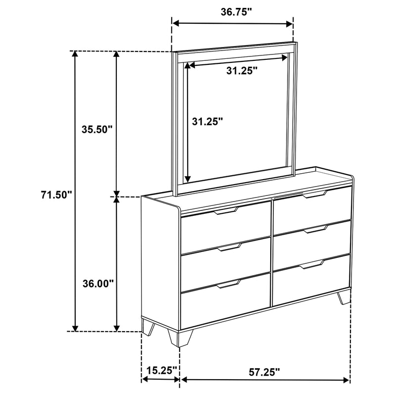 Henderson 6-drawer Bedroom Dresser with Mirror Medium Oak - 222973M