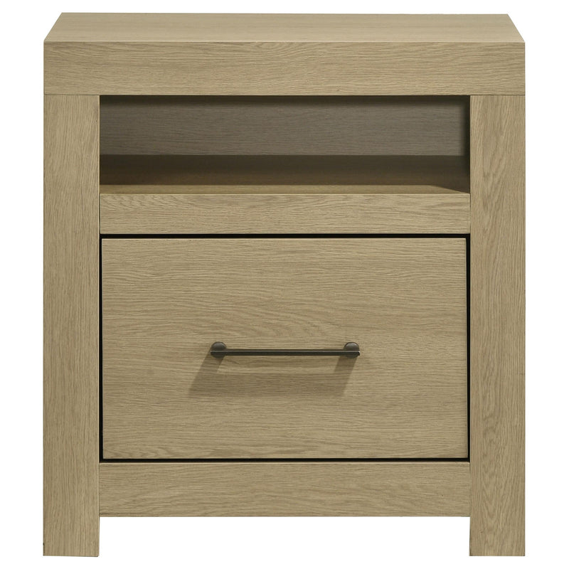Hendricks 1-drawer Nightstand Bedside Table with Cubby Light Oak - 222652
