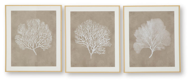Hendridge Taupe/White Wall Art (Set of 3) - A8000486