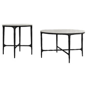 Hermas 2-piece Round Marble Coffee and End Table Set White - 710738-S2