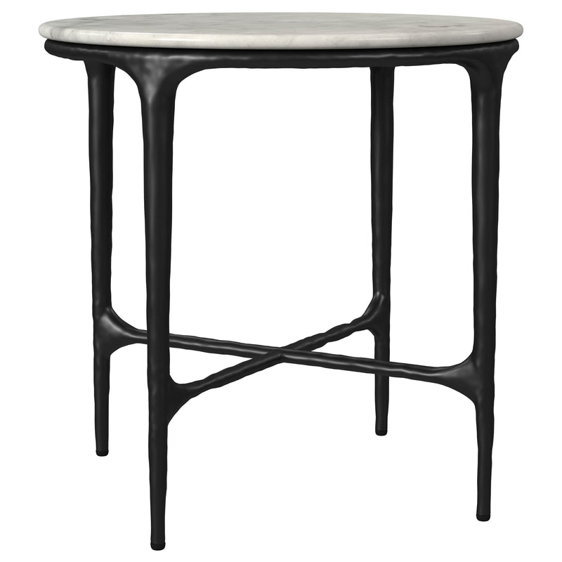 Hermas 2-piece Round Marble Coffee and End Table Set White - 710738-S2