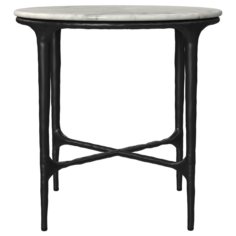 Hermas 2-piece Round Marble Coffee and End Table Set White - 710738-S2