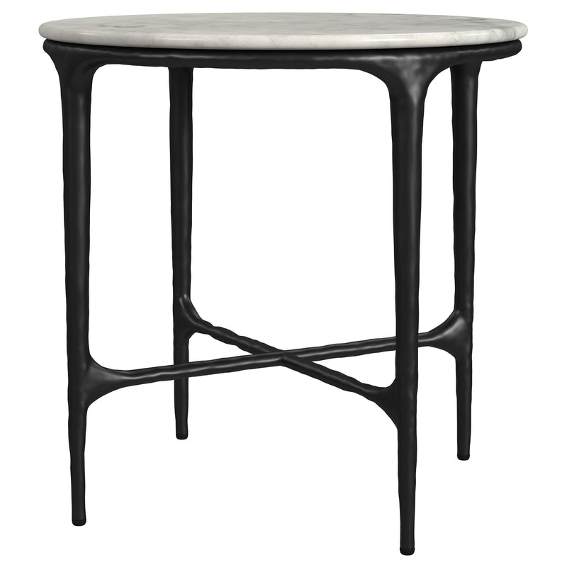 Hermas 2-piece Round Marble Coffee and End Table Set White - 710738-S2