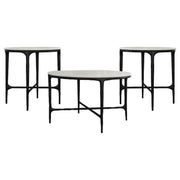 Hermas 3-piece Round Marble Coffee and End Table Set White - 710738-S3