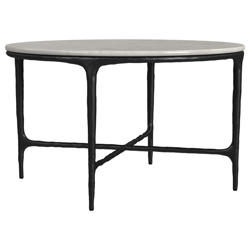 Hermas Round Genuine Marble Top Metal Coffee Table White - 710738