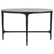 Hermas Round Genuine Marble Top Metal Coffee Table White - 710738
