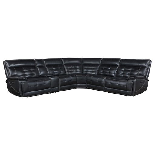 Hewitt Leather Dual Power Reclining Sectional Sofa Black - 609610PP