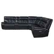Hewitt Leather Dual Power Reclining Sectional Sofa Black - 609610PP
