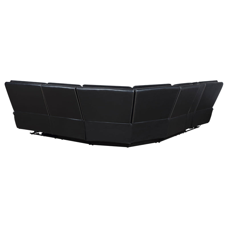 Hewitt Leather Dual Power Reclining Sectional Sofa Black - 609610PP