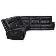 Hewitt Leather Dual Power Reclining Sectional Sofa Black - 609610PP
