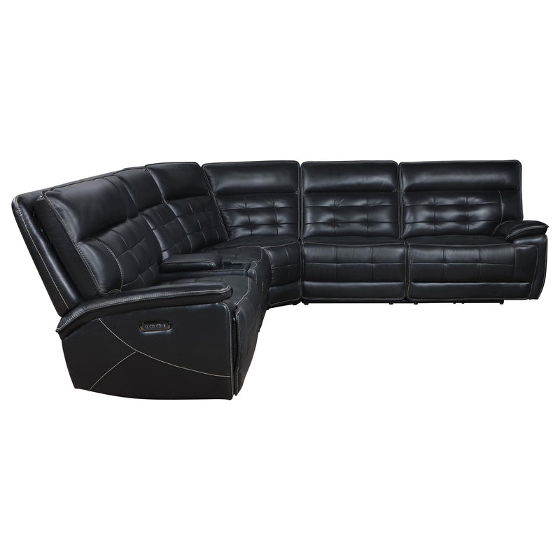 Hewitt Leather Dual Power Reclining Sectional Sofa Black - 609610PP