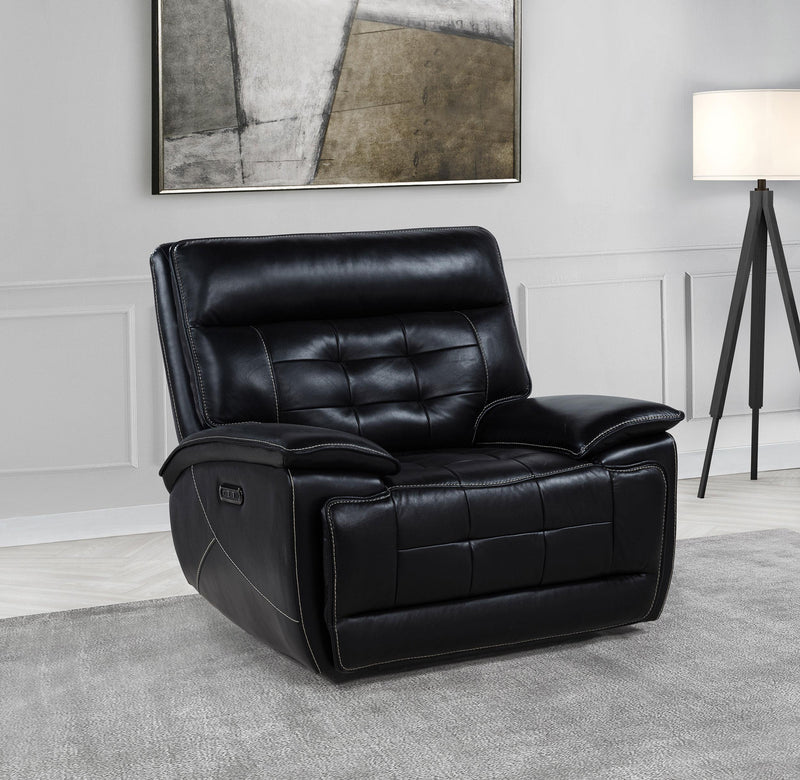 Hewitt Leather Upholstered Dual Power Recliner Chair Black - 609613PP