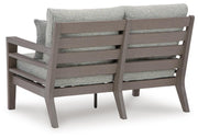 Hillside Barn Outdoor Sofa and Loveseat with Coffee Table in Gray/Brown - PKG021259