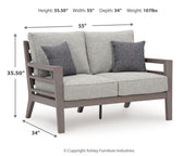 Hillside Barn Outdoor Sofa and Loveseat with Coffee Table in Gray/Brown - PKG021259