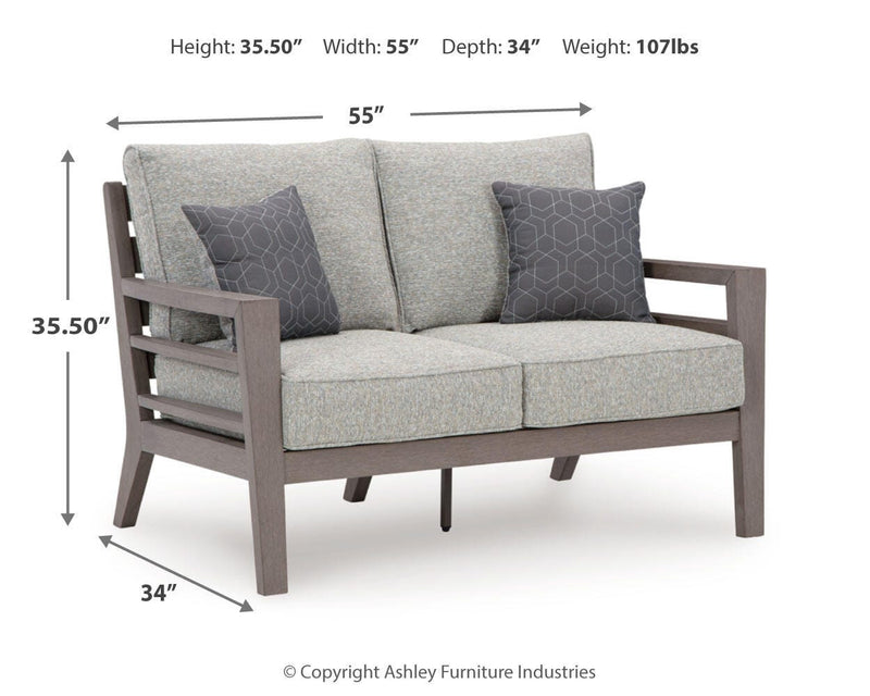 Hillside Barn Outdoor Sofa and Loveseat with Coffee Table in Gray/Brown - PKG021259