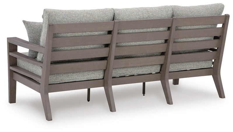 Hillside Barn Outdoor Sofa and Loveseat with Coffee Table in Gray/Brown - PKG021259