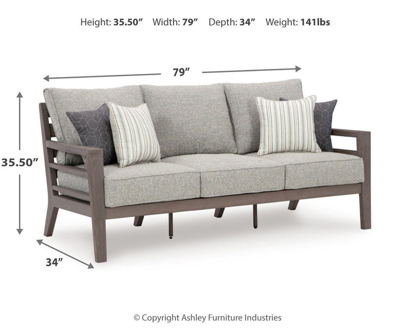 Hillside Barn Outdoor Sofa and Loveseat with Coffee Table in Gray/Brown - PKG021259